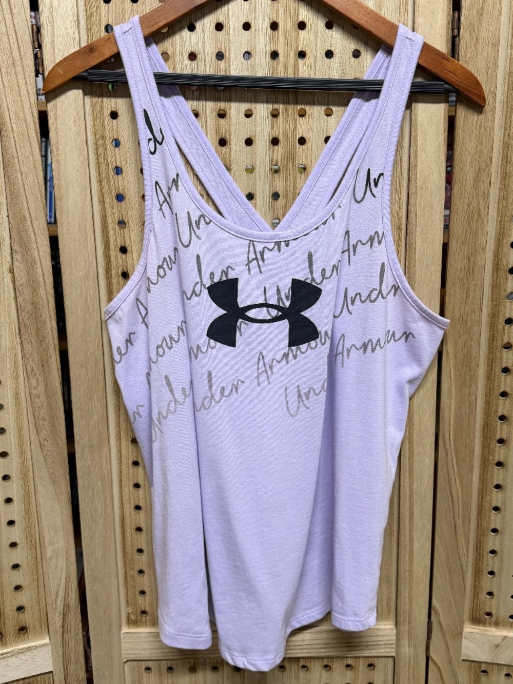 Under Armour Lavender Cross Back Tank Top Women’s Large Athletic Gym Cute